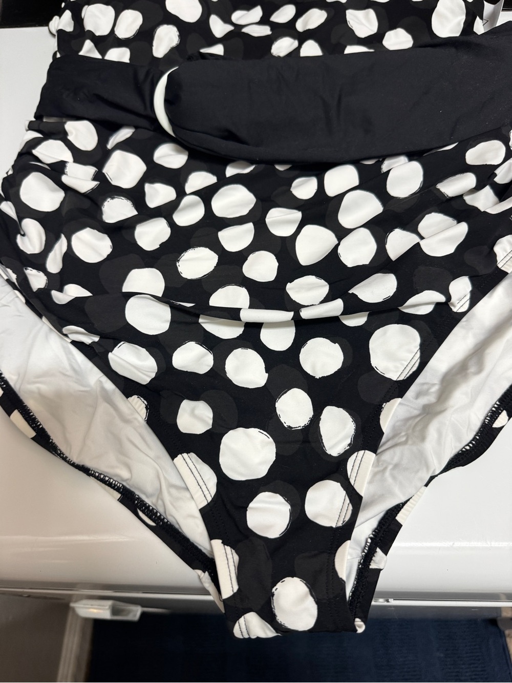 Belted Black & White Polka Dots By La Blanca - Picture 4 of 5